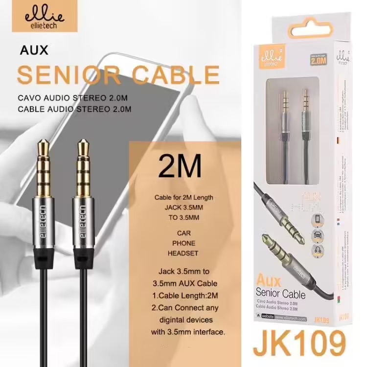 CABLE AUX JACK A JACK CON MIC 2M