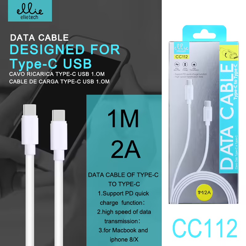CABLE RÁPIDO TIPO C A C 2.4A 1M