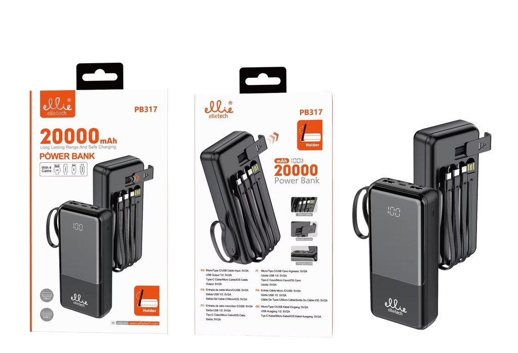POWER BANK 20.000 MAH C/CABLE HOLDER