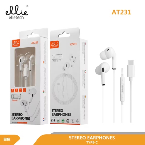 [AT231] AURICULARES STEREO TIPO C CON CABLE Y MIC MANDO